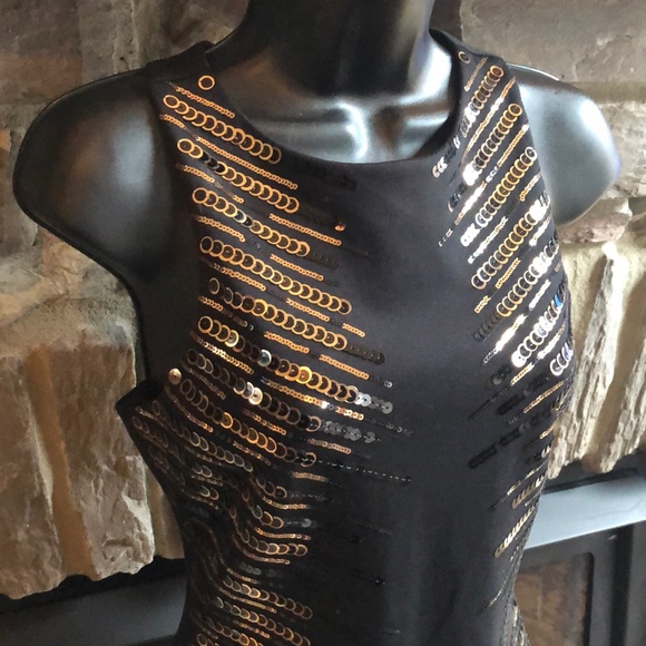 Bebe Black & Gold Sequin Dress - Picture 3 of 5
